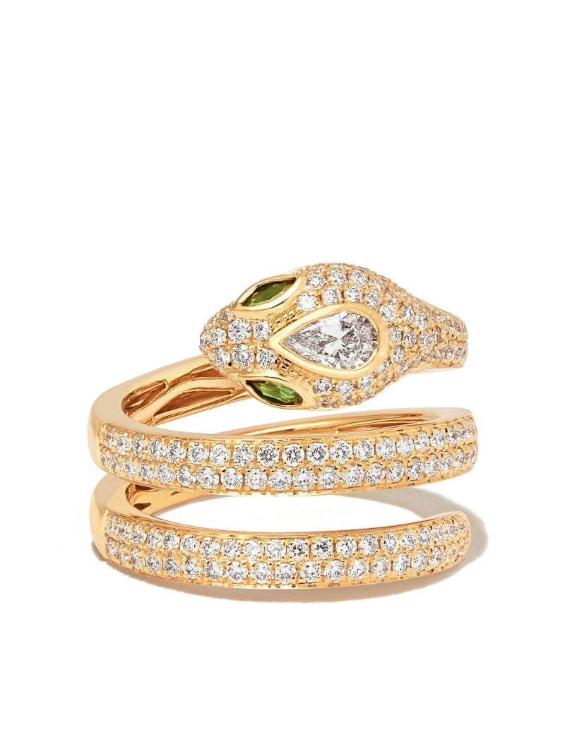 18k Yellow Gold Snake Coil Diamond PavÃ_x0083_Â© Ring