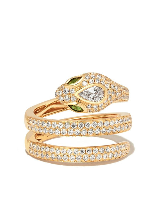 18k Yellow Gold Snake Coil Diamond PavÃ_x0083_Â© Ring