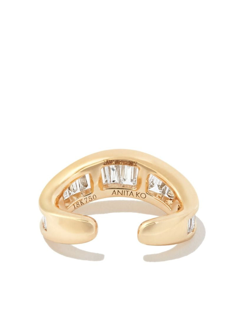 18k Yellow Gold Diamond Single Ear Cuff