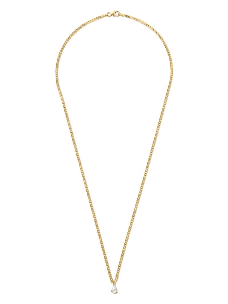 18k Yellow Gold Small Cuban Diamond Pendant Necklace