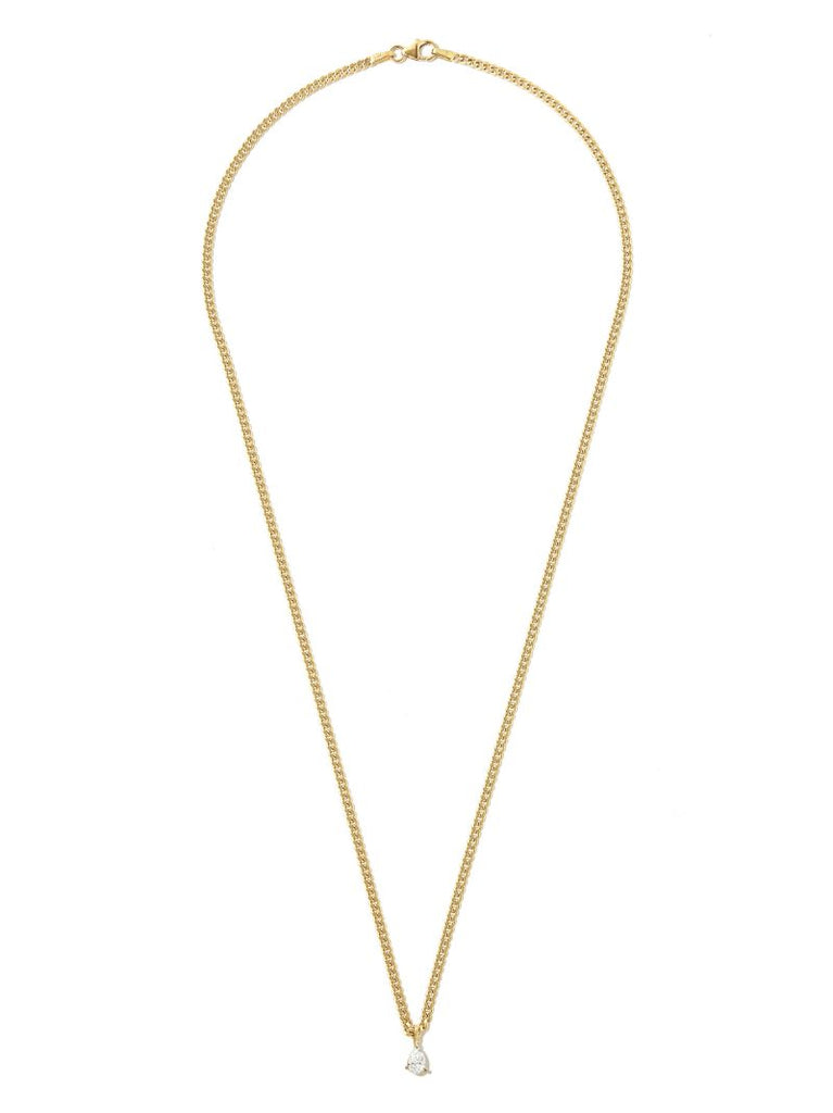 18k Yellow Gold Small Cuban Diamond Pendant Necklace