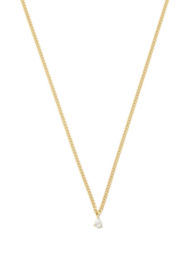 18k Yellow Gold Small Cuban Diamond Pendant Necklace