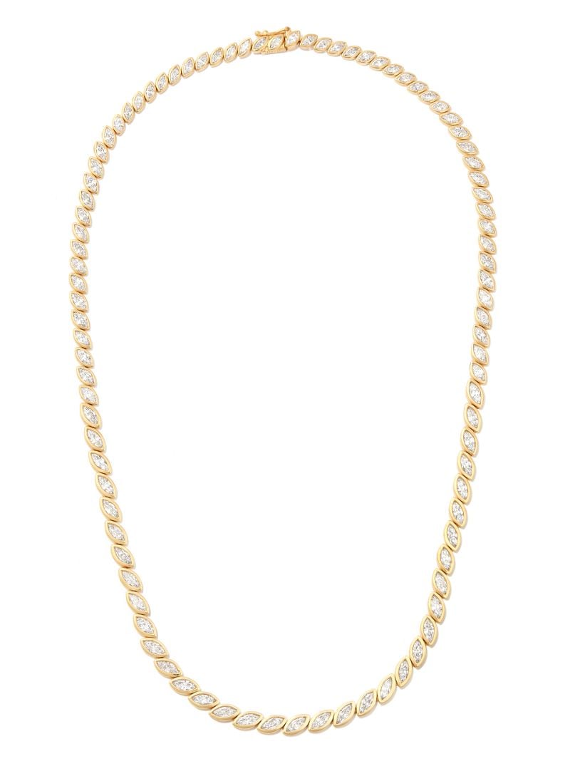 18k Yellow Gold Graduated Bezel Diamond Choker Necklace