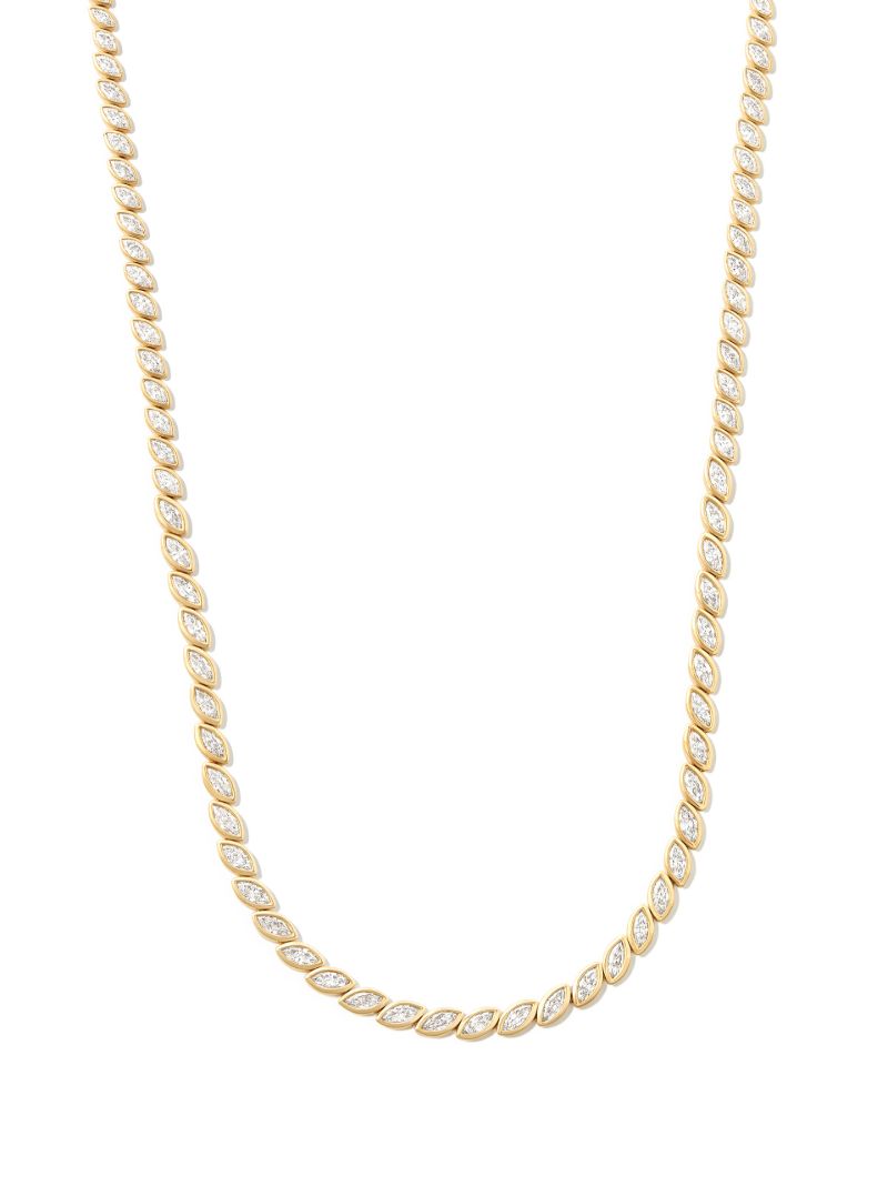 18k Yellow Gold Graduated Bezel Diamond Choker Necklace