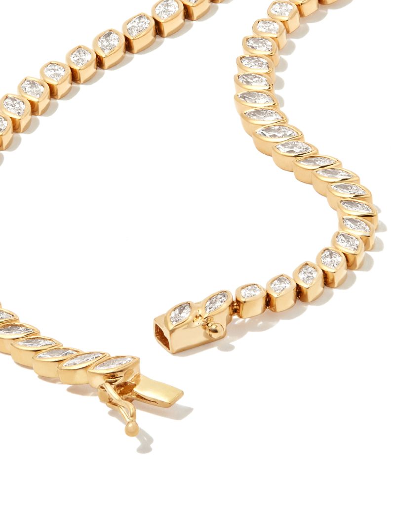 18k Yellow Gold Graduated Bezel Diamond Choker Necklace