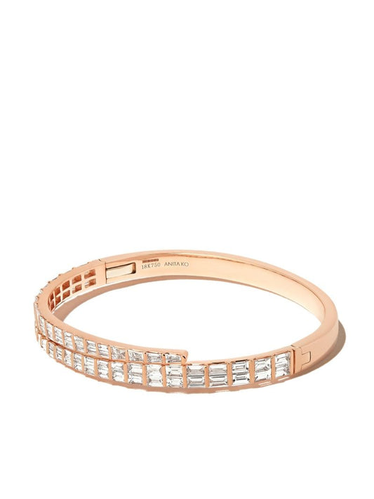 18k Rose Gold Coil Diamond Bangle