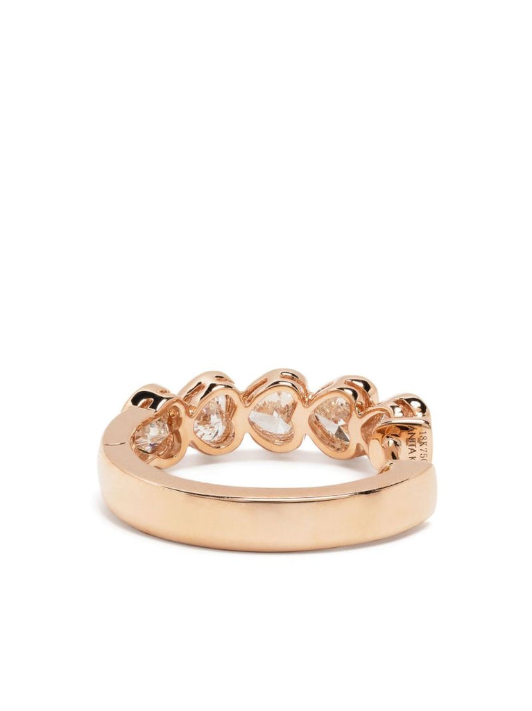 18k Rose Gold Medium Bezel Heart Diamond Huggie Hoop Earrings