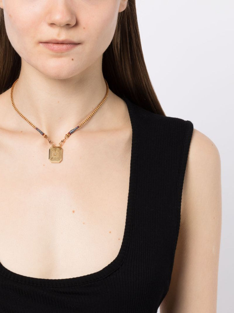 18k Yellow Gold Flower Pendant Necklace