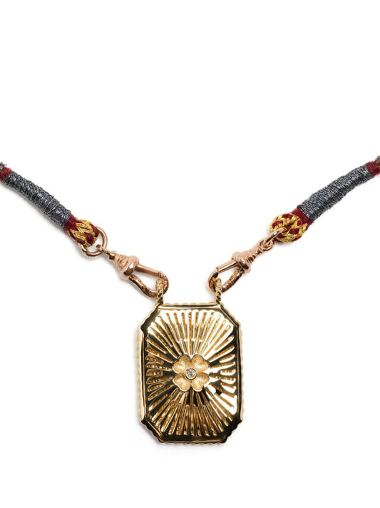 18k Yellow Gold Flower Pendant Necklace