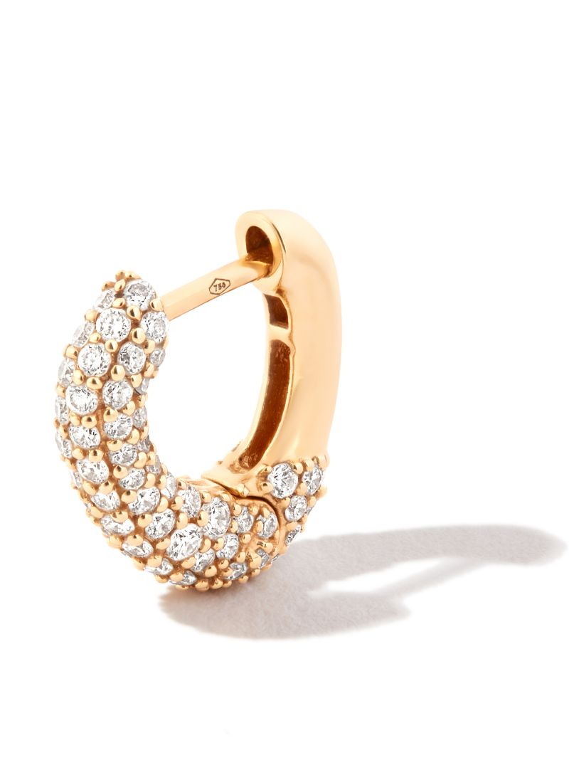 18k Yellow Gold Chubby PavÃ_x0083_Â© Hoop Diamond Earring