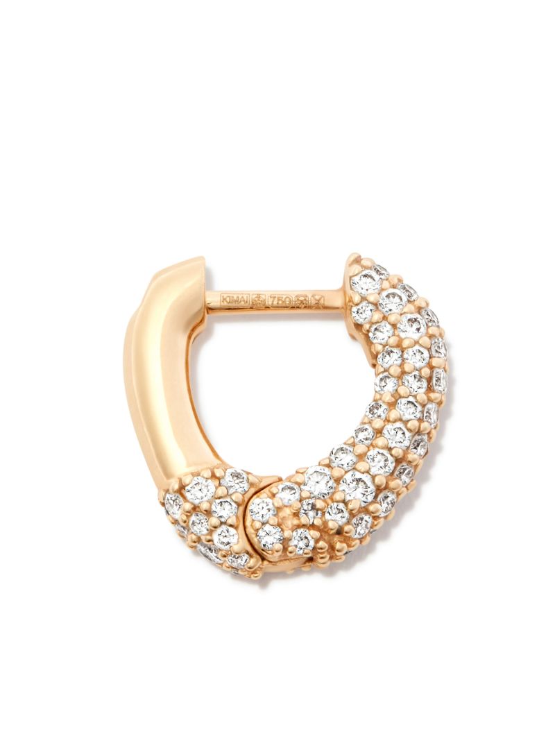 18k Yellow Gold Chubby PavÃ_x0083_Â© Hoop Diamond Earring