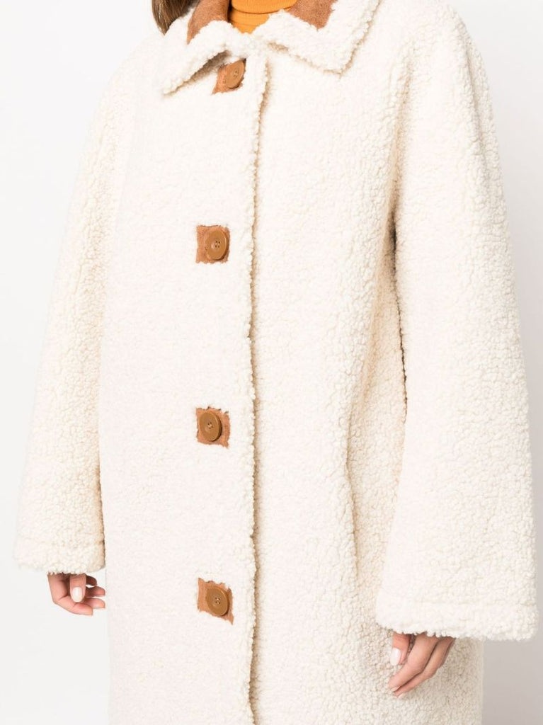 Neutral Kenca Reversible Faux Shearling Coat