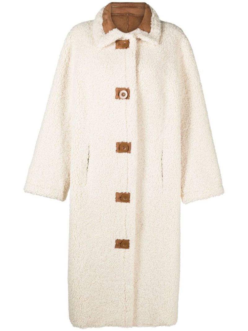 Neutral Kenca Reversible Faux Shearling Coat