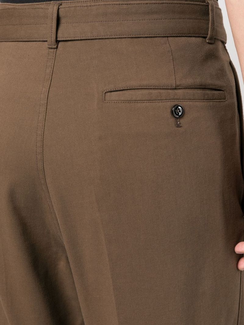 Brown High-waisted Pleated Trousers