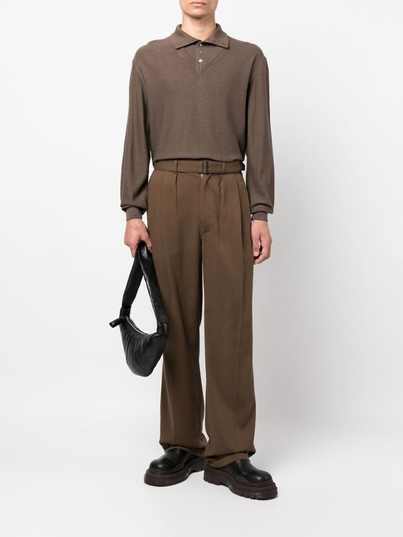 Brown High-waisted Pleated Trousers