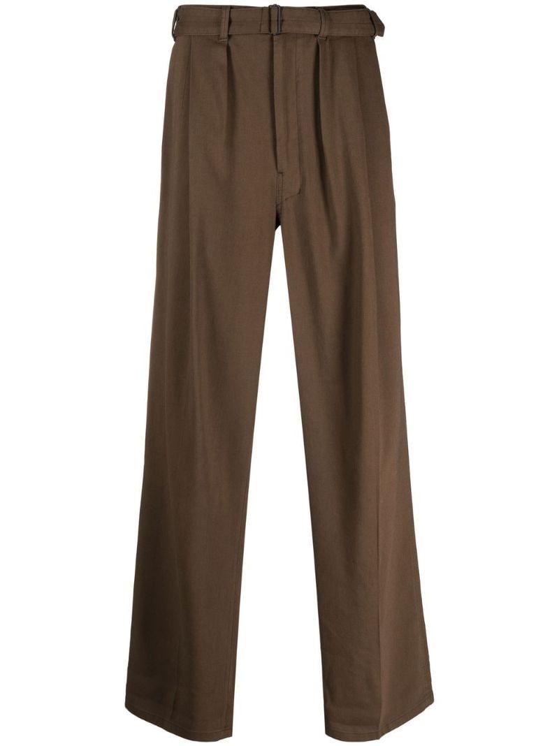 Brown High-waisted Pleated Trousers