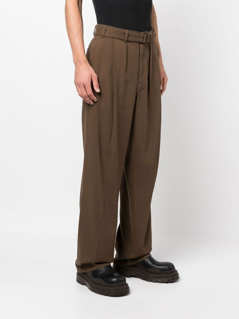 Brown High-waisted Pleated Trousers