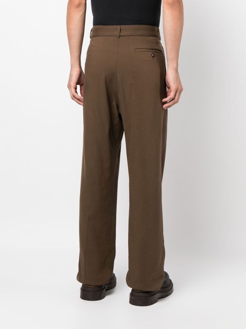 Brown High-waisted Pleated Trousers
