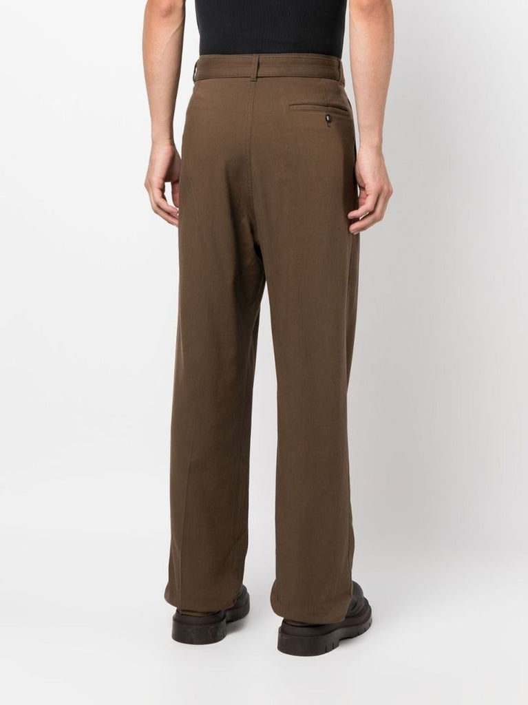 Brown High-waisted Pleated Trousers