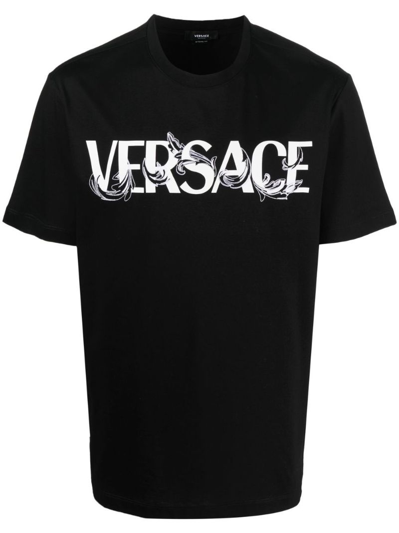 Black Barocco Silhouette Logo Print T-shirt