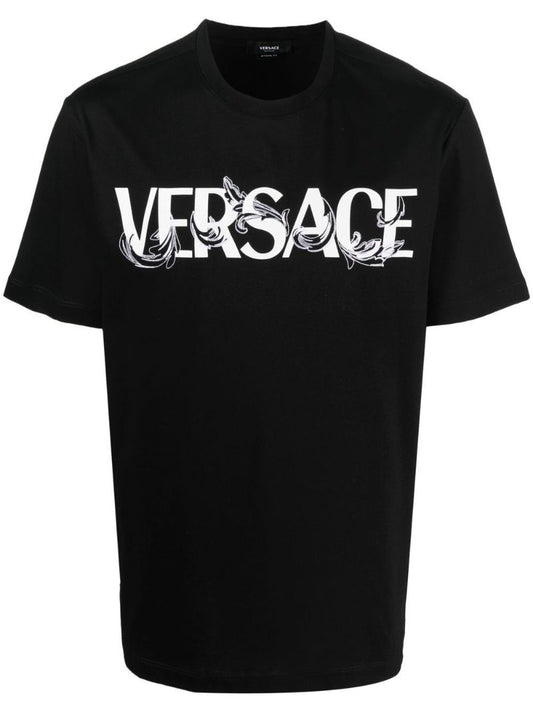 Black Barocco Silhouette Logo Print T-shirt