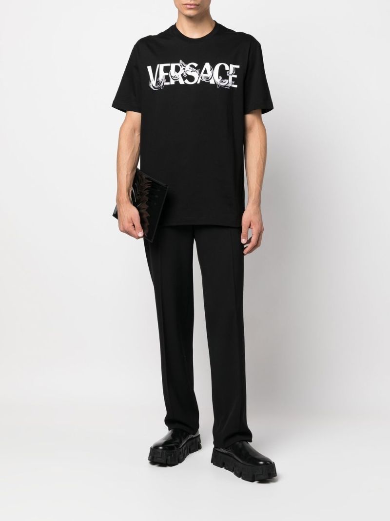 Black Barocco Silhouette Logo Print T-shirt