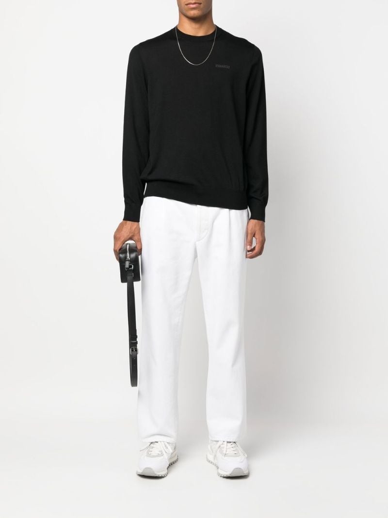 Black Logo Print Wool Sweater