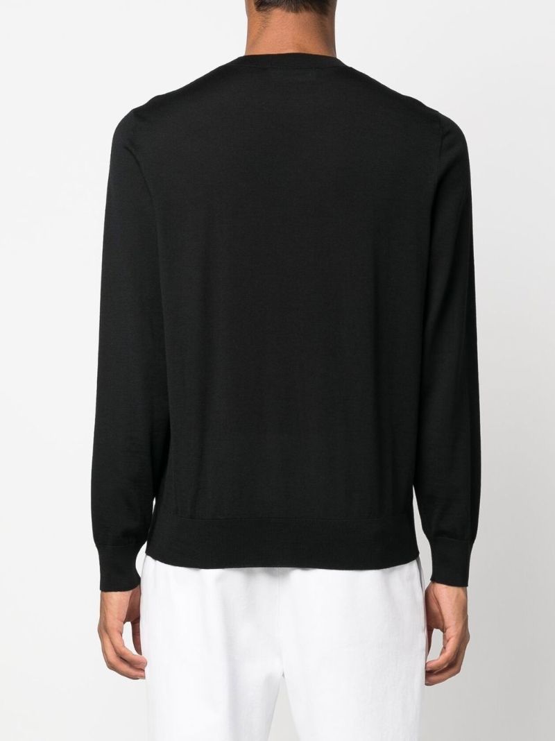 Black Logo Print Wool Sweater