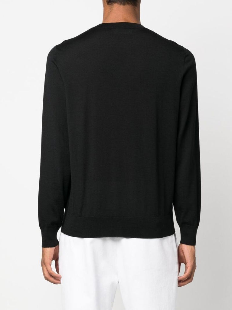 Black Logo Print Wool Sweater
