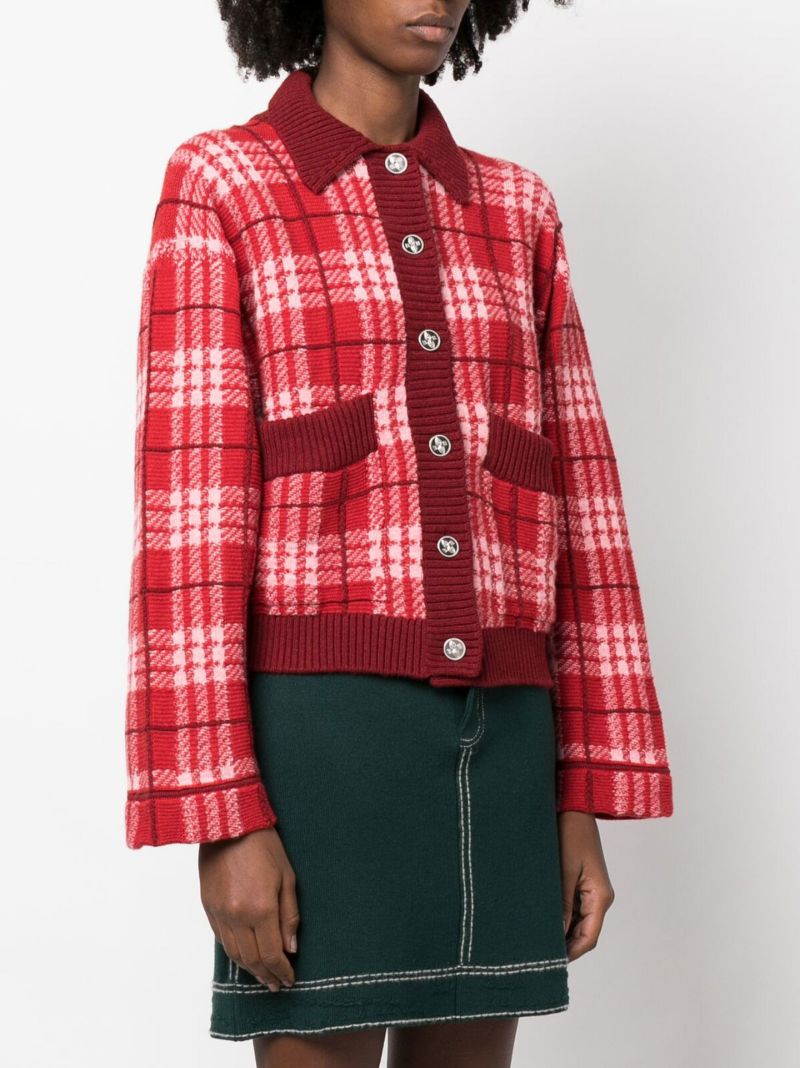 Red Tartan Cashmere Cardigan