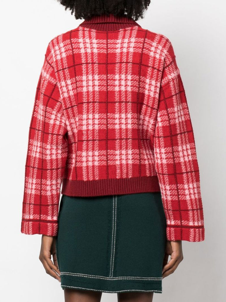 Red Tartan Cashmere Cardigan