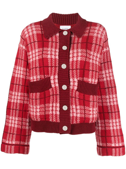 Red Tartan Cashmere Cardigan