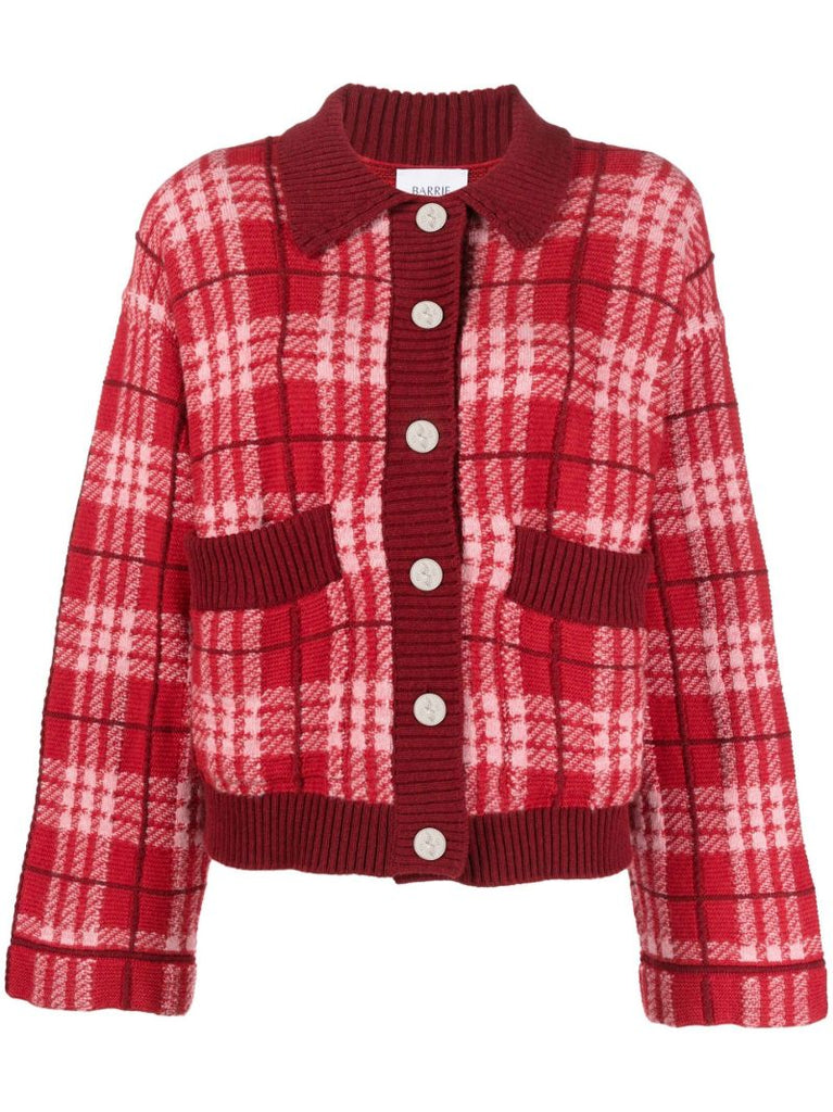 Red Tartan Cashmere Cardigan