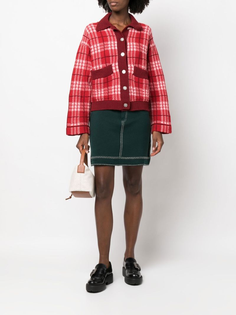 Red Tartan Cashmere Cardigan