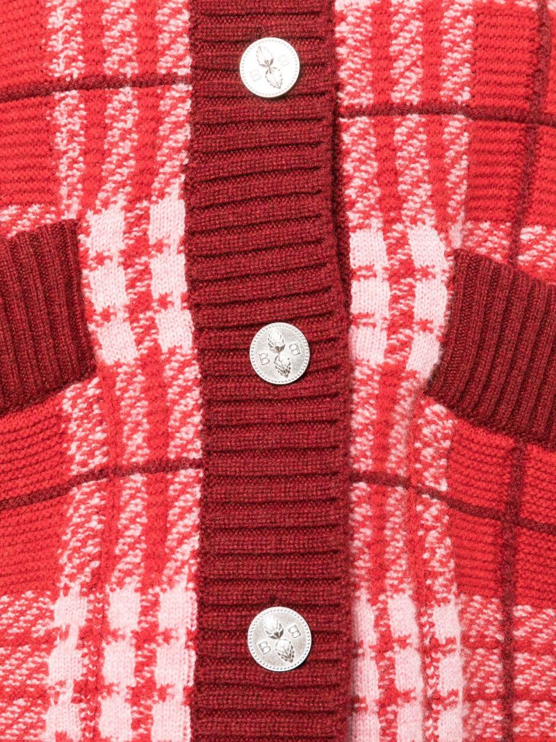 Red Tartan Cashmere Cardigan
