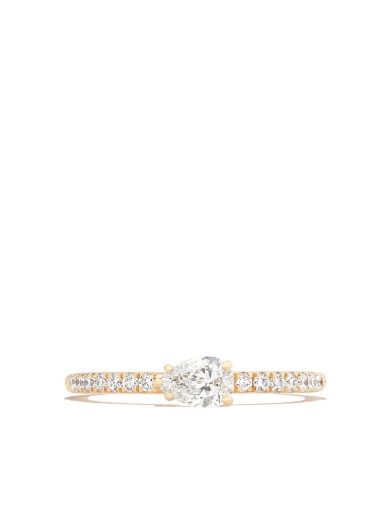 18k Yellow Gold Sideways Pear Diamond Ring