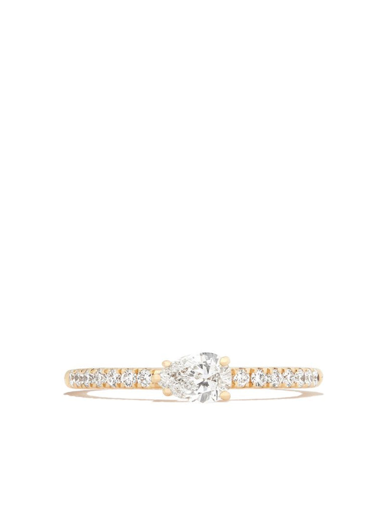 18k Yellow Gold Sideways Pear Diamond Ring