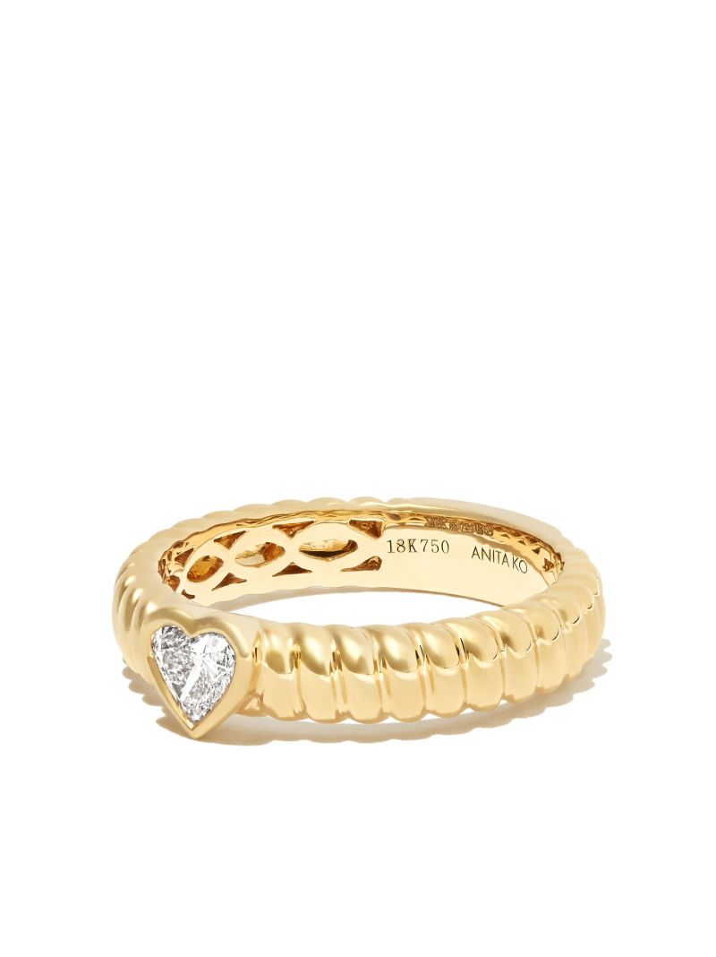 18k Yellow Gold Zoe Twisted Heart Diamond Ring
