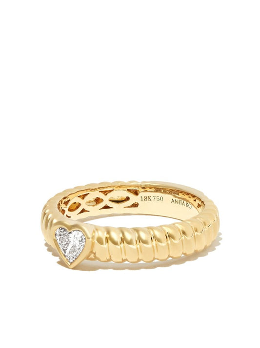 18k Yellow Gold Zoe Twisted Heart Diamond Ring