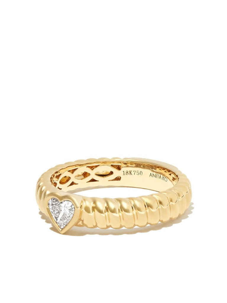 18k Yellow Gold Zoe Twisted Heart Diamond Ring