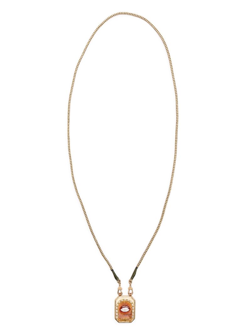 18k Yellow Gold Eye Protect Diamond Necklace