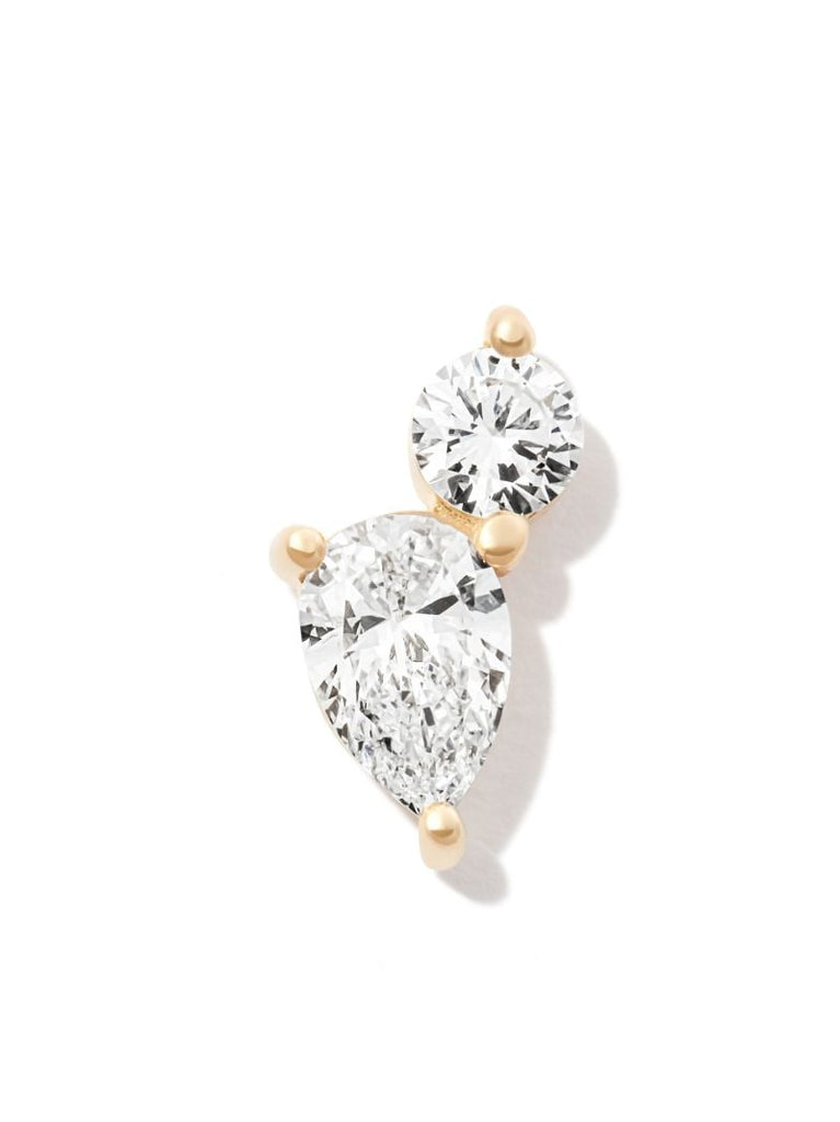 18k Yellow Gold Duo Diamond Stud Earring
