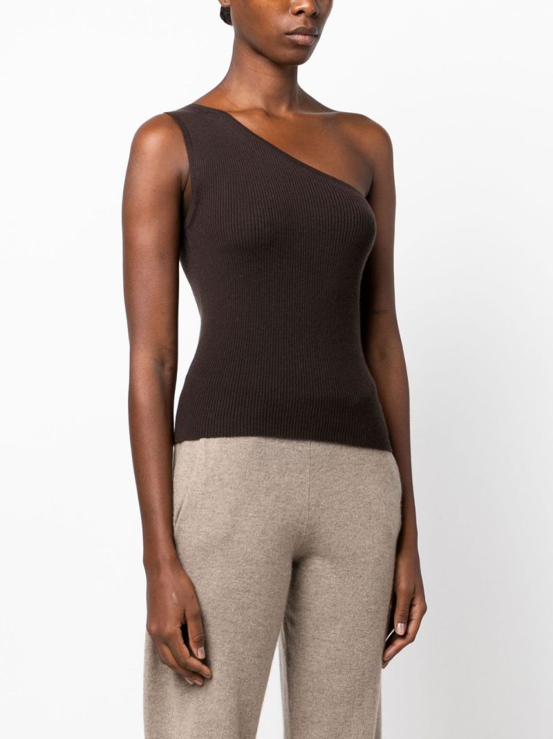 Brown Diya One-shoulder Cashmere Top