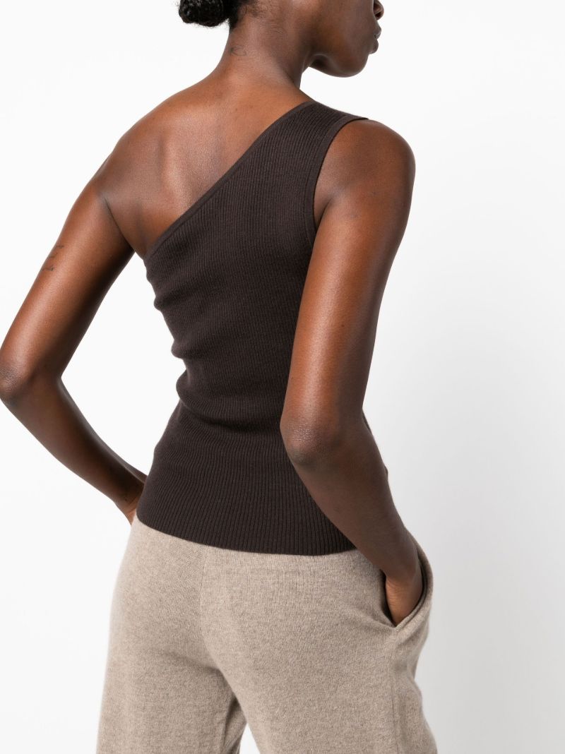 Brown Diya One-shoulder Cashmere Top