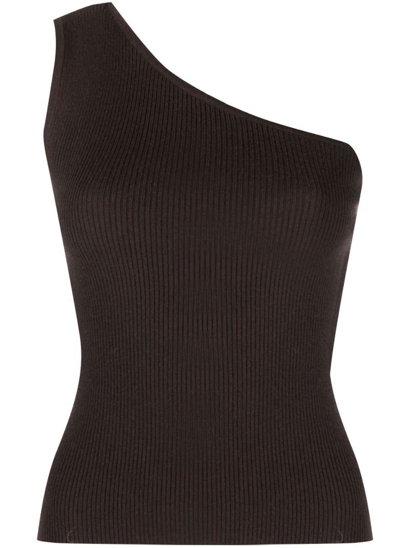 Brown Diya One-shoulder Cashmere Top