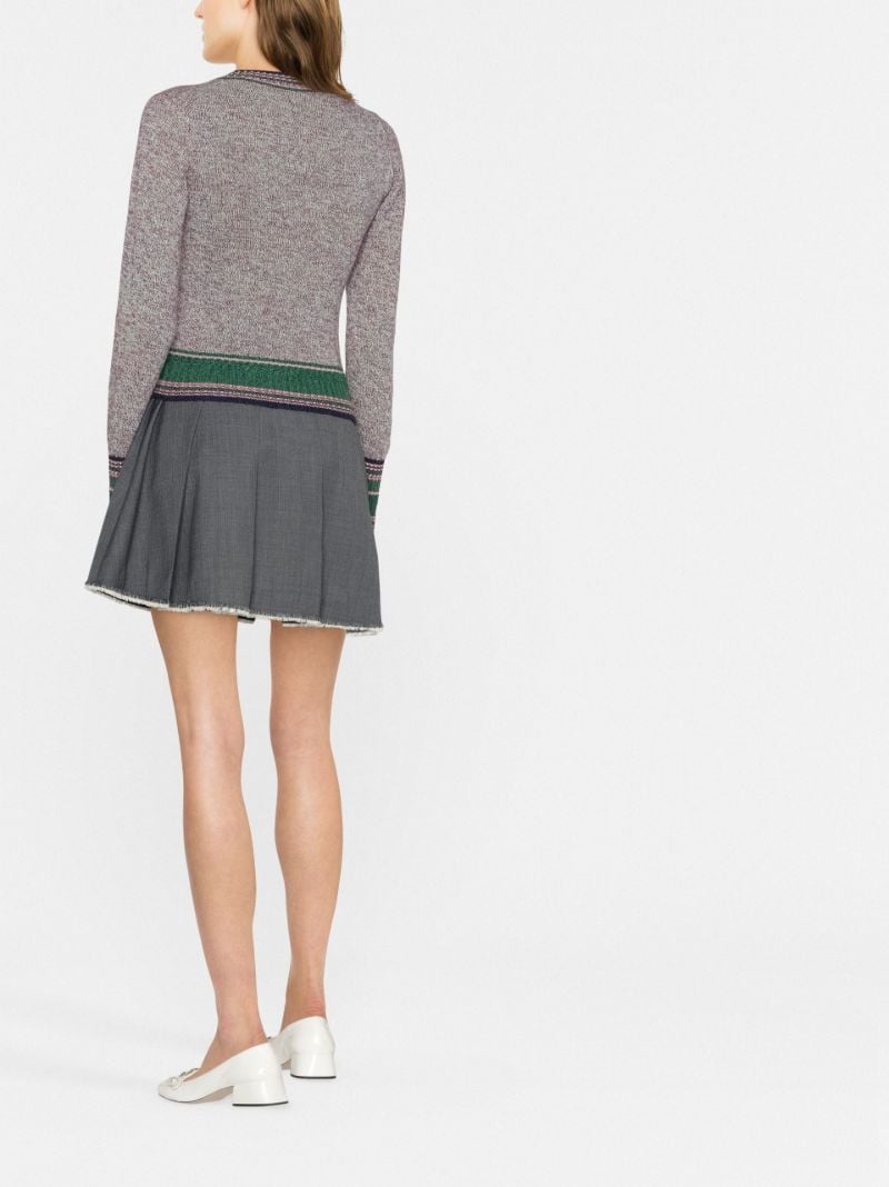 Grey Contrast Stripe Cashmere Sweater
