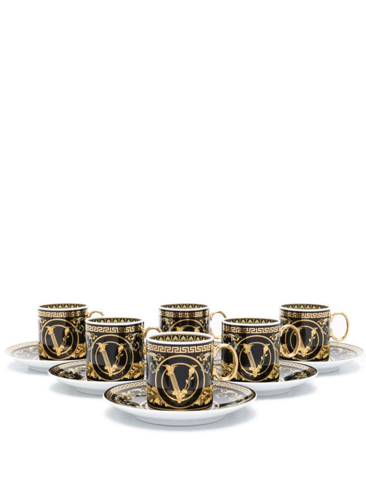 Black Virtus Gala Porcelain Espresso Cup Set
