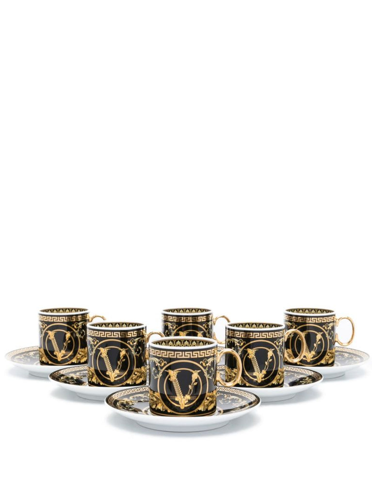 Black Virtus Gala Porcelain Espresso Cup Set