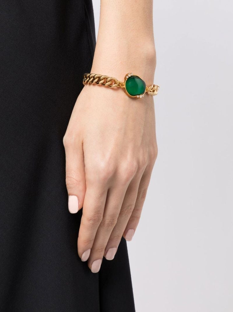 Gold-plated Emerald Chain-link Bracelet