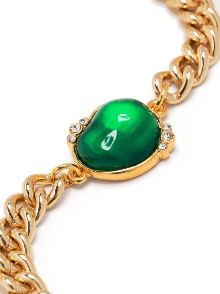 Gold-plated Emerald Chain-link Bracelet